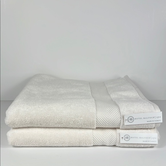 Hotel Balfour Spa Bath Towel Set Off White 100% Cotton Luxury Spa Set Of 2 NEW - Picture 1 of 5
